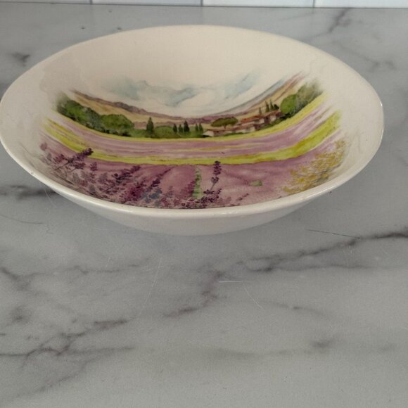 Hand-Painted Italian Ceramic Bowl With Lavender Field Design By Opificio Etico R - Picture 3 of 7